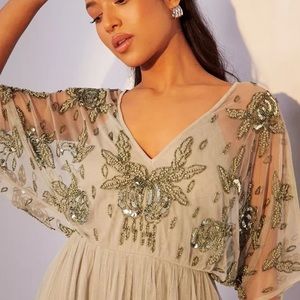 boohoo PETITE BRIDESMAID EMBELLISHED KIMONO MAXI